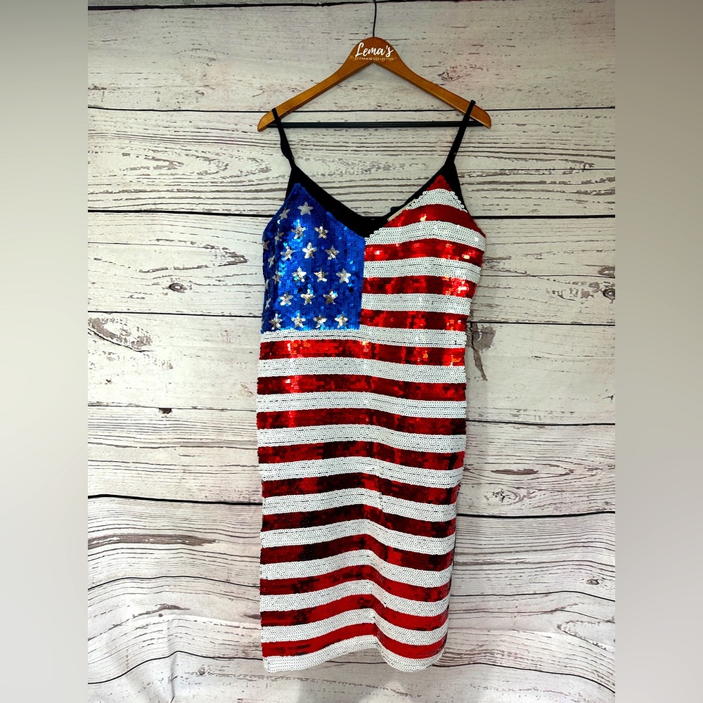 USA American Flag Sequin Dress